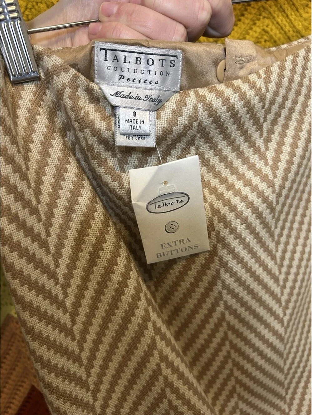 Vintage Talbots Collection Chevron Midi Pencil Wool/Cash Skirt Size 4